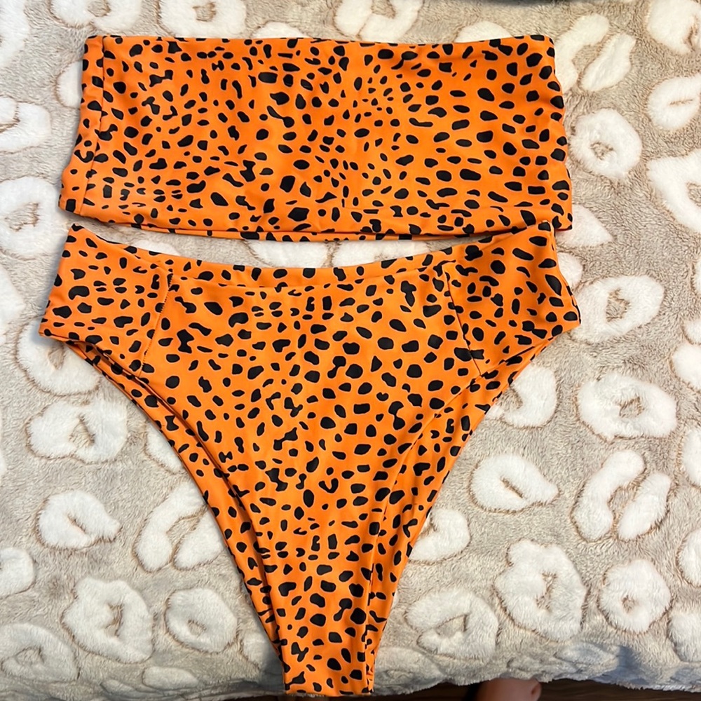 Orange polka dot bathing suit